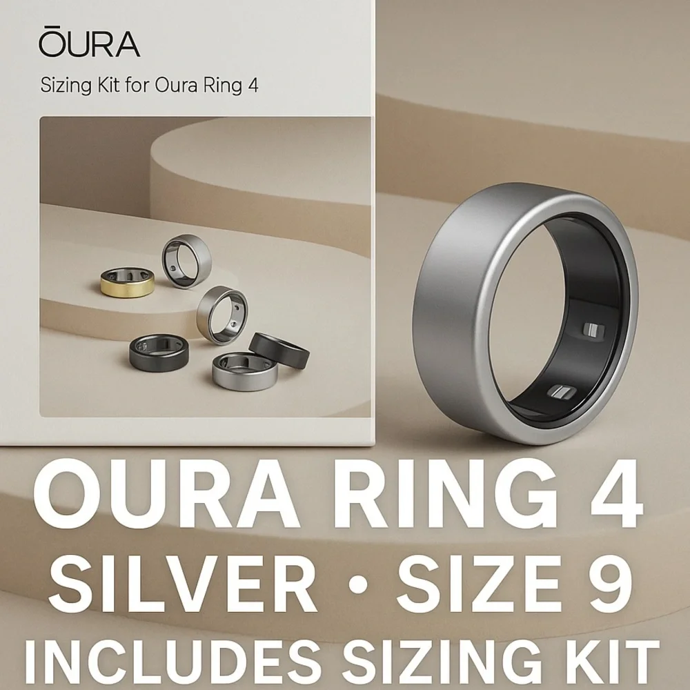 Oura Ring 4 Silver Size 9 + Sizing Kit – Excellent Condition
